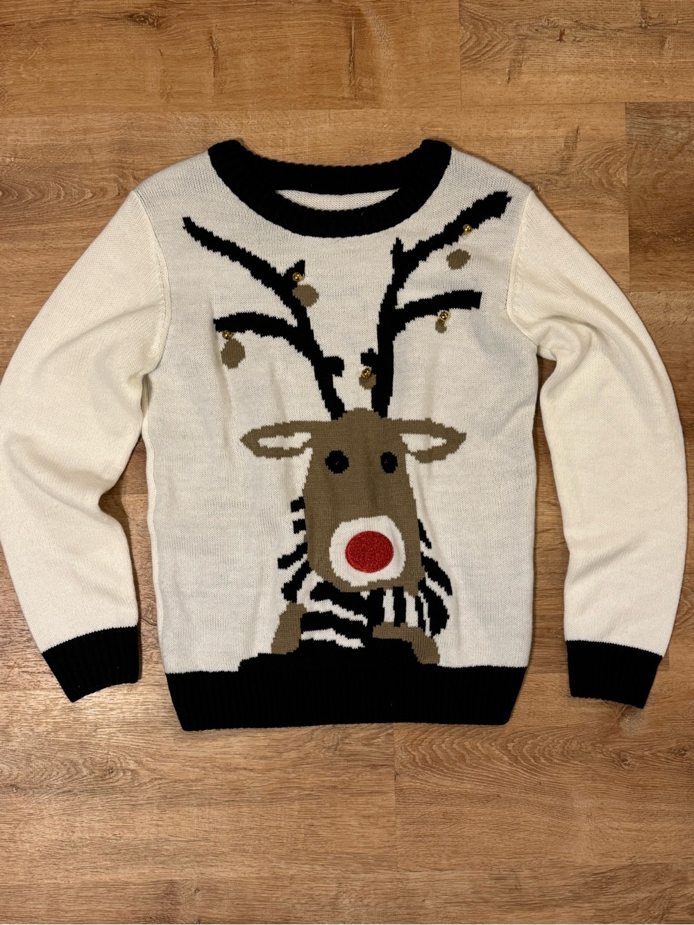 Reindeer Christmas Sweater Real Jingle Bells Ugly Holiday Knit M
